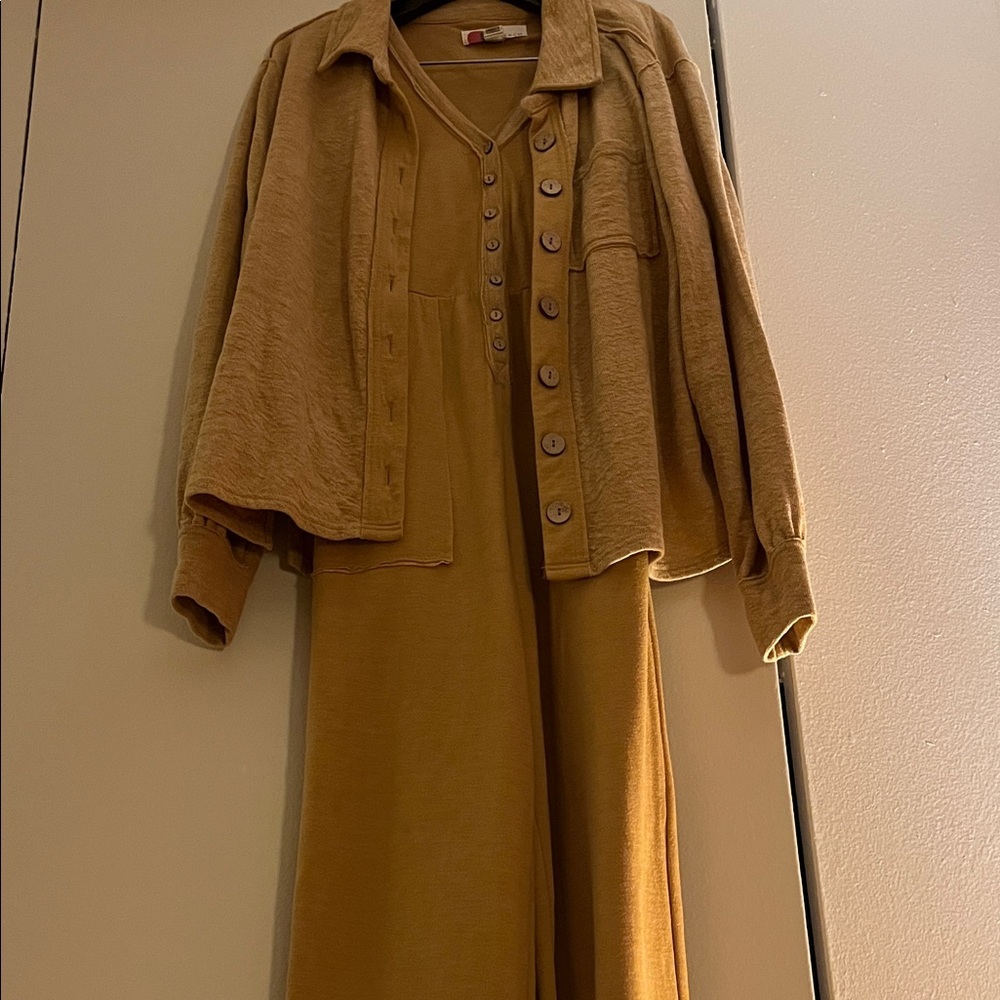 FP Beach XS/TP Mustard Jumpsuit with Matching Shirt Jacket